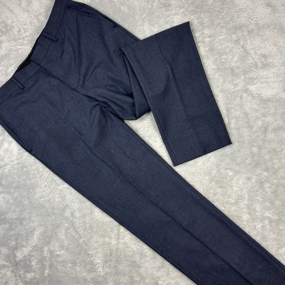 Nordstrom Tech‎ Smart Mens Pants Size 34x32 Blue Micro Check Preppy Career